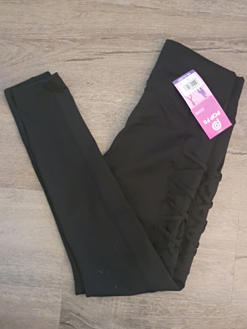Pop Fit Black Lattice Side Leggings Small